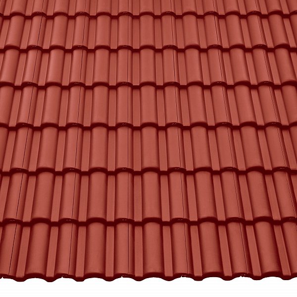 Цементно-песчаная черепица рядовая, Таунус, Star Matt, Темно-красный, Braas