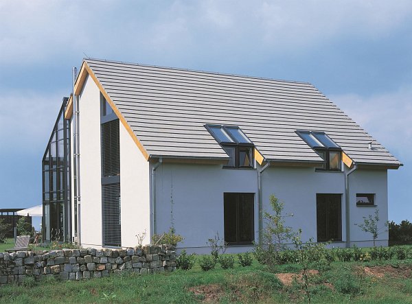 Цементно-песчаная черепица рядовая, Тегалит, Protegon Matt, Серый, Braas