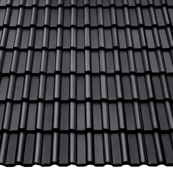 Цементно-песчаная черепица рядовая, ФП, Protegon Seidenmatt, Черный, Braas