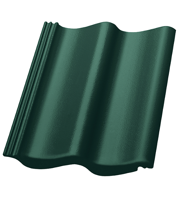 Цементно-песчаная черепица рядовая, S-pfanne, LongLife glanzend Green, Nelskamp