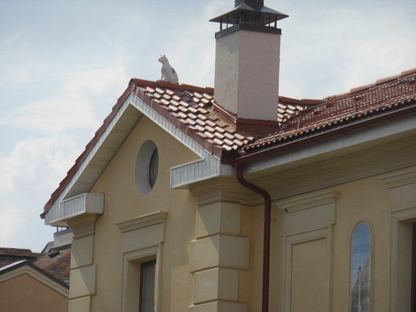 Цементно-песчаная черепица рядовая, Янтарь, Антик красный, Braas