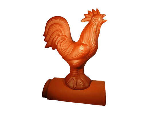 Декоративный элемент на кровлю Петух натуральный красный, Purr-Keramik