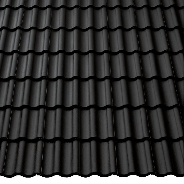 Цементно-песчаная черепица рядовая, Harzer Pfanne, Star Matt, Черный, Braas