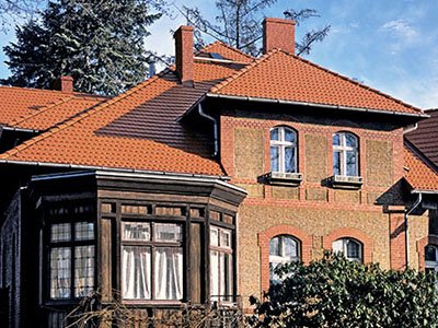 Цементно-песчаная черепица рядовая, Ревива, Красный, Braas