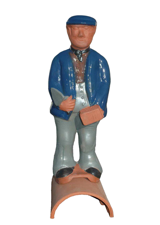 Декоративный элемент на кровлю Маляр, синий, глазурь, Purr-Keramik