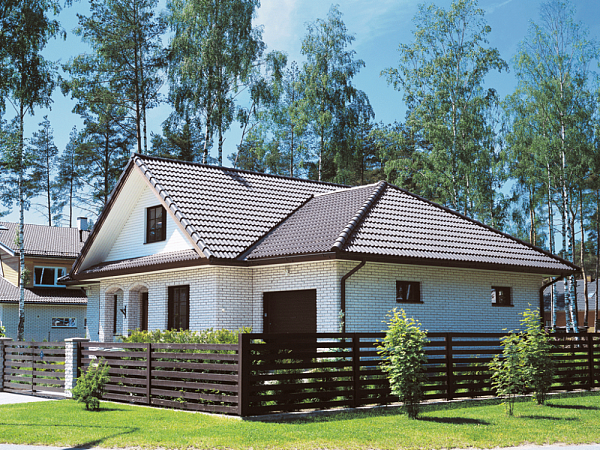 Цементно-песчаная черепица рядовая, Протектор, Коричневый, Braas