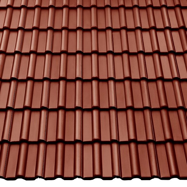 Цементно-песчаная черепица рядовая, ФП, Protegon Seidenmatt, Медно-красный, Braas