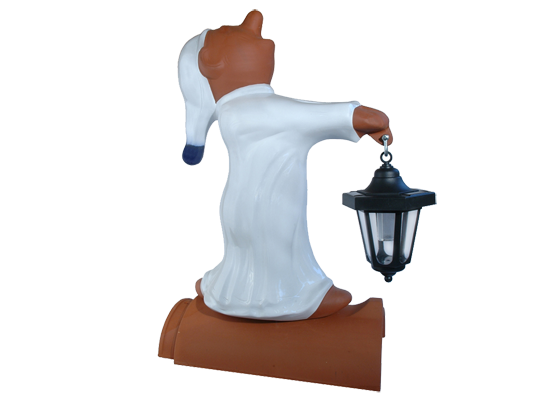 Декоративный элемент на кровлю Лунатик с фонариком, белый, глазурь, Purr-Keramik