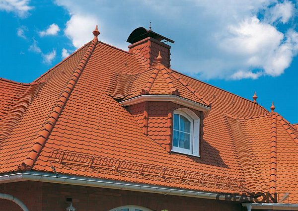 Керамическая черепица Creaton Biber, Klassik, цвет Натуральный красный