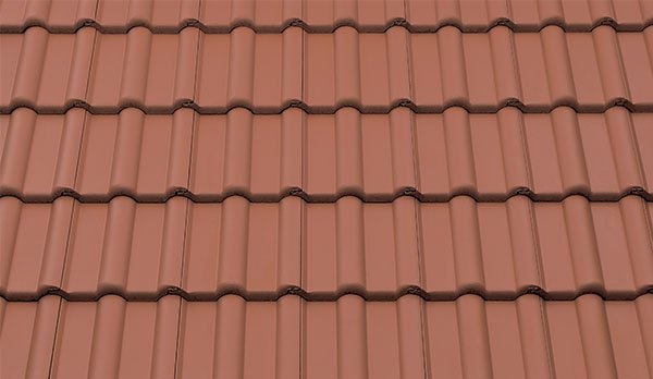 Цементно-песчаная черепица рядовая, ФП, Красный, Braas