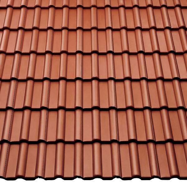 Цементно-песчаная черепица рядовая, ФП, Protegon Seidenmatt, Классический красный, Braas