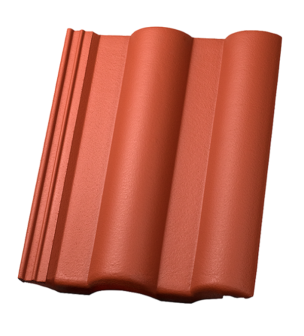 Цементно-песчаная черепица рядовая, Kronen-pfanne, LongLife matt, Ziegelrot, Nelskamp