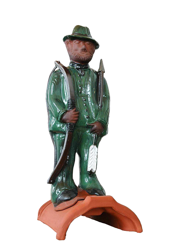 Декоративный элемент на кровлю Охотник, зеленый, глазурь, Purr-Keramik