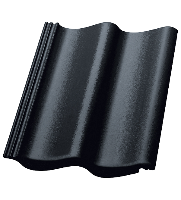 Цементно-песчаная черепица рядовая, S-pfanne, LongLife glanzend Schwarz, Nelskamp