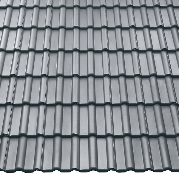 Цементно-песчаная черепица рядовая, ФП, Серый, Braas