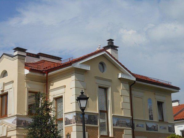 Цементно-песчаная черепица рядовая, Янтарь, Антик красный, Braas