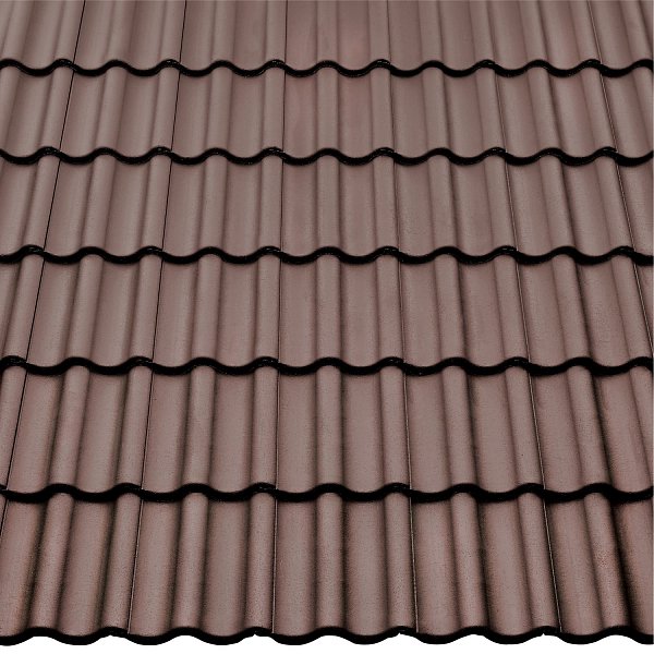 Цементно-песчаная черепица рядовая, Harzer Pfanne 7, Темно-коричневый, Braas