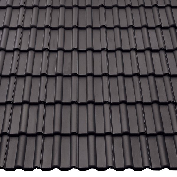 Цементно-песчаная черепица рядовая, ФП, Темно-коричневый, Braas