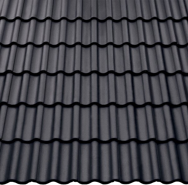 Цементно-песчаная черепица рядовая, Harzer Pfanne 7, Star Matt, Черный, Braas