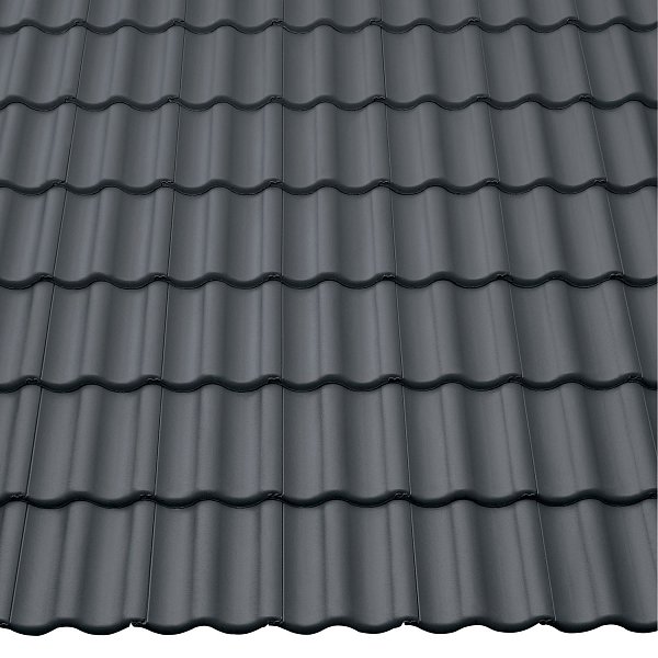 Цементно-песчаная черепица рядовая, Harzer Pfanne, Star Matt, Сланцево-серый, Braas