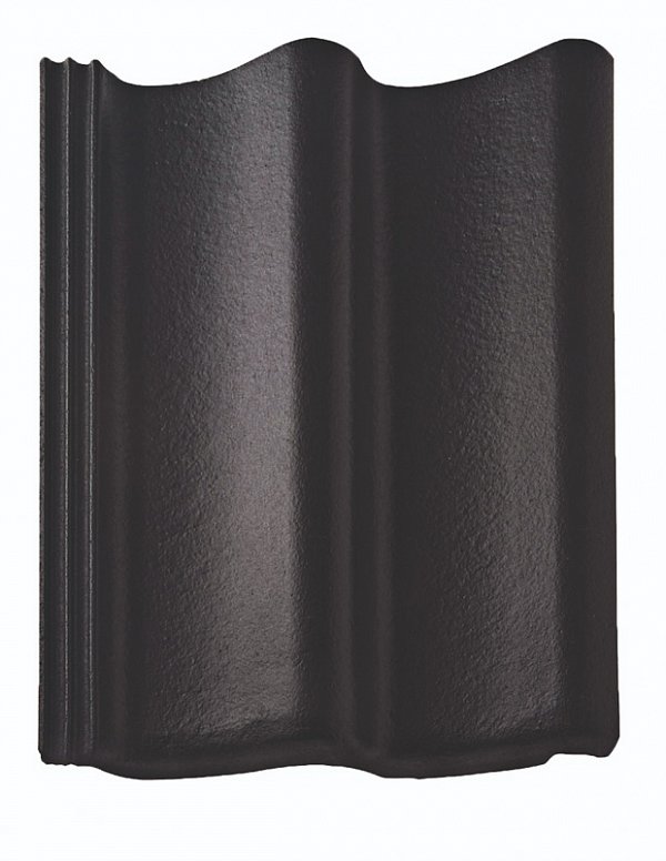 Цементно-песчаная черепица рядовая, Doppel-S Aerlox, Черный, Braas