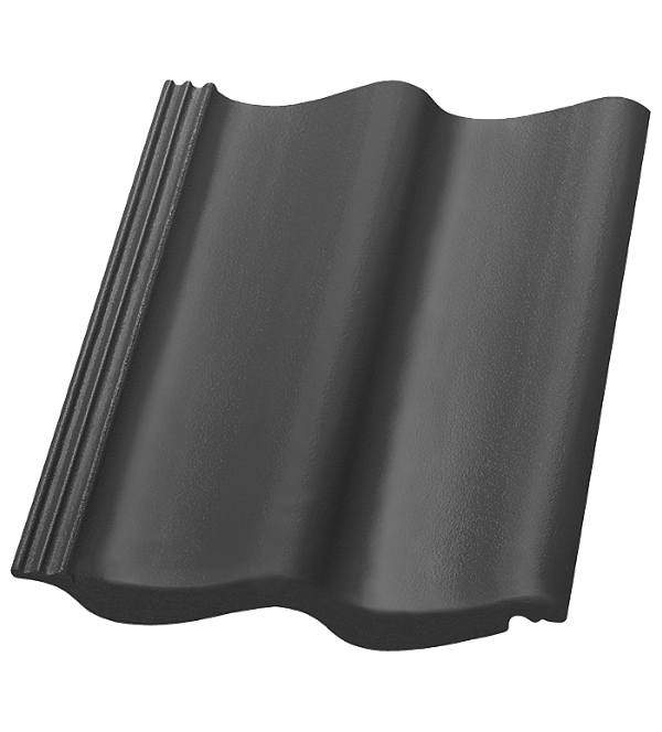 Цементно-песчаная черепица рядовая, S-pfanne, LongLife glanzend Granit, Nelskamp