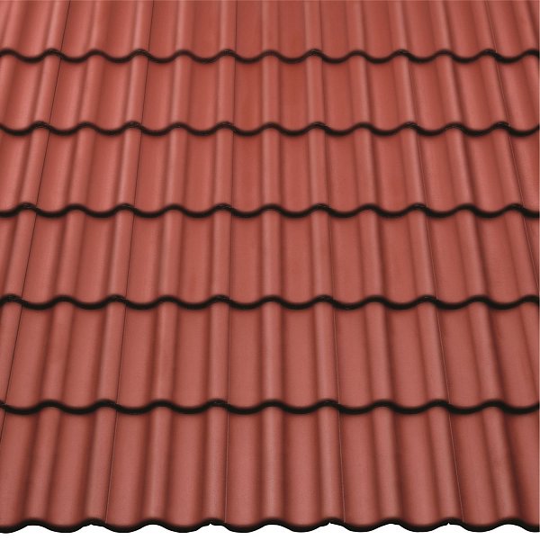 Цементно-песчаная черепица рядовая, Harzer Pfanne 7, Star Matt, Темно-красный, Braas