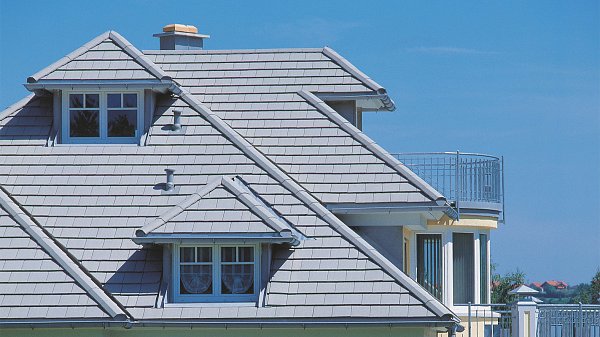 Цементно-песчаная черепица рядовая, Тегалит, Protegon Matt, Серый, Braas