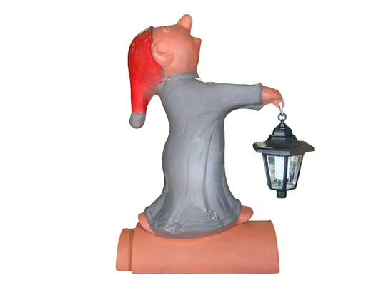 Декоративный элемент на кровлю Лунатик с фонариком, серый, глазурь Purr-Keramik