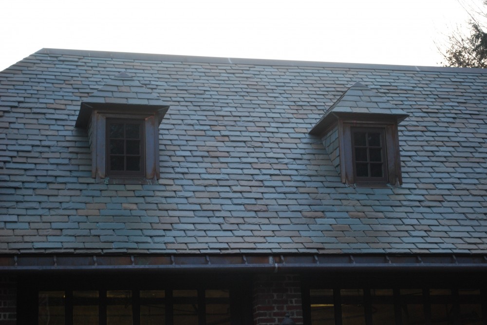 Сланцевая кровля Vermont, неизменный серо-зеленый