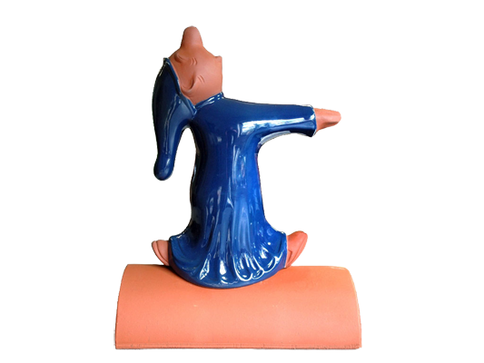 Декоративный элемент на кровлю Лунатик маленький, синий, глазурь, Purr-Keramik