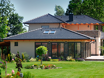 Цементно-песчаная черепица рядовая, Тевива, Графит, Braas