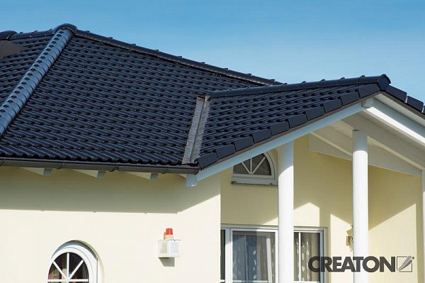 Керамическая черепица Creaton Maxima Finesse, цвет Черная глазурь