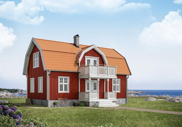 Цементно-песчаная черепица рядовая, Эво, Красный, Braas