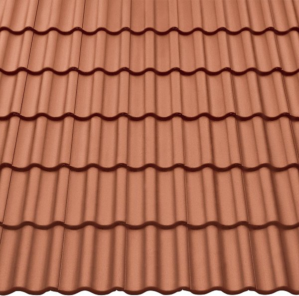 Цементно-песчаная черепица рядовая, Harzer Pfanne 7, Star Matt, Медно-красный, Braas