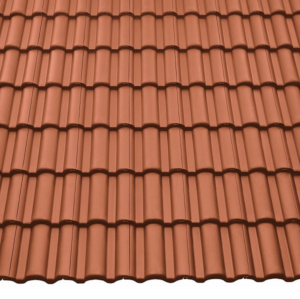 Цементно-песчаная черепица рядовая, Таунус, Star Matt, Кирпично-красный, Braas