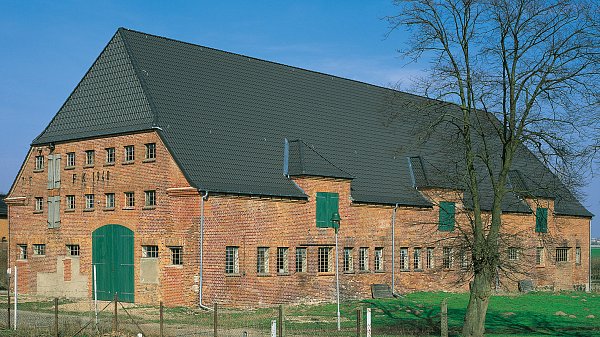 Цементно-песчаная черепица рядовая, Harzer Pfanne 7, Гранит, Braas