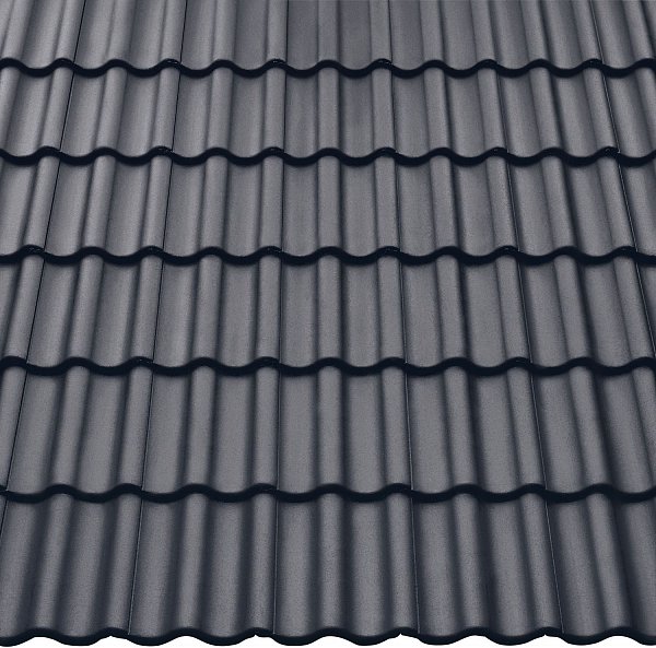 Цементно-песчаная черепица рядовая, Harzer Pfanne 7, Star Matt, Шифер серый, Braas