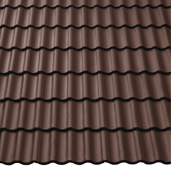 Цементно-песчаная черепица рядовая, Harzer Pfanne, Star Matt, Темно-коричневый, Braas