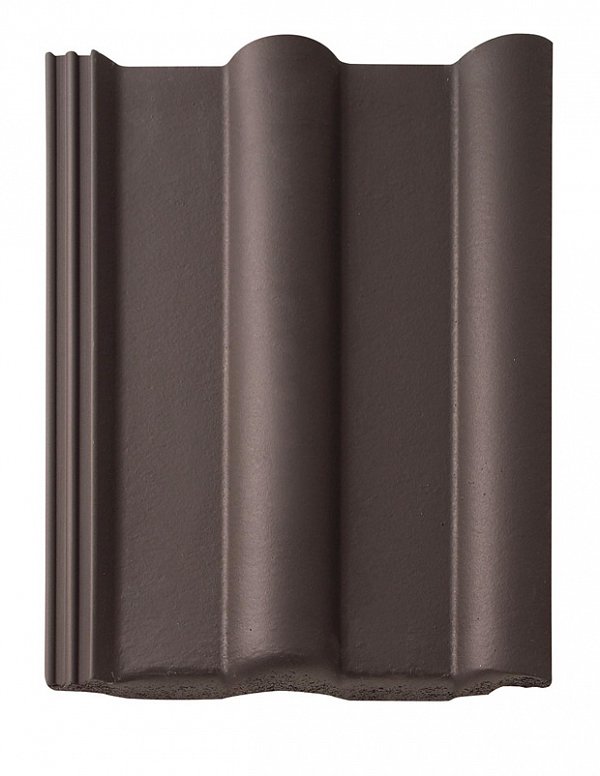 Цементно-песчаная черепица рядовая, ФП, Темно-коричневый, Braas