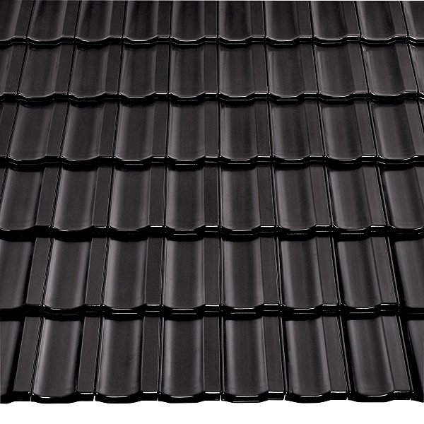 Керамическая черепица Braas Топаз 13V, цвет Глубокий черный